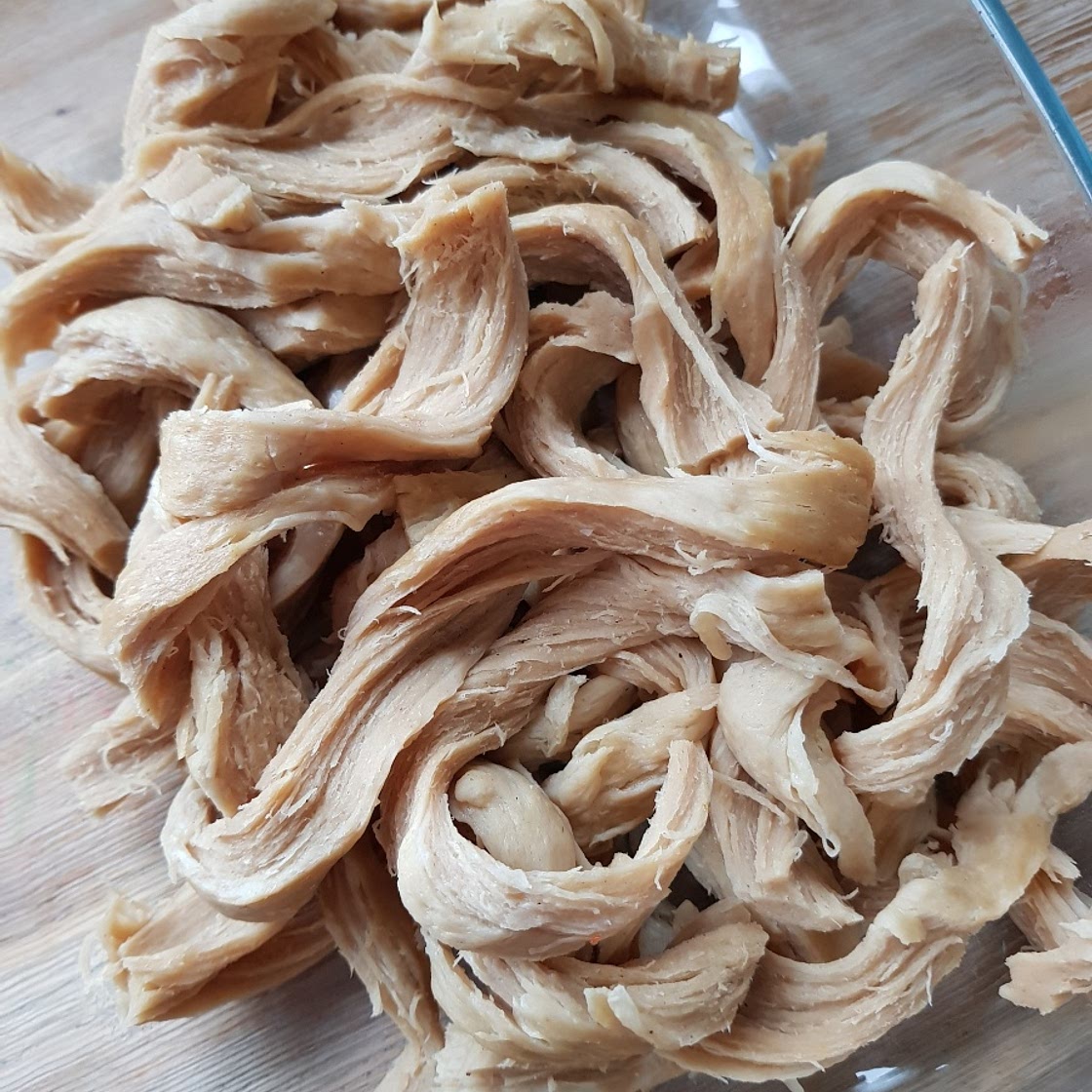 Twisty shredded vegan seitan chicken