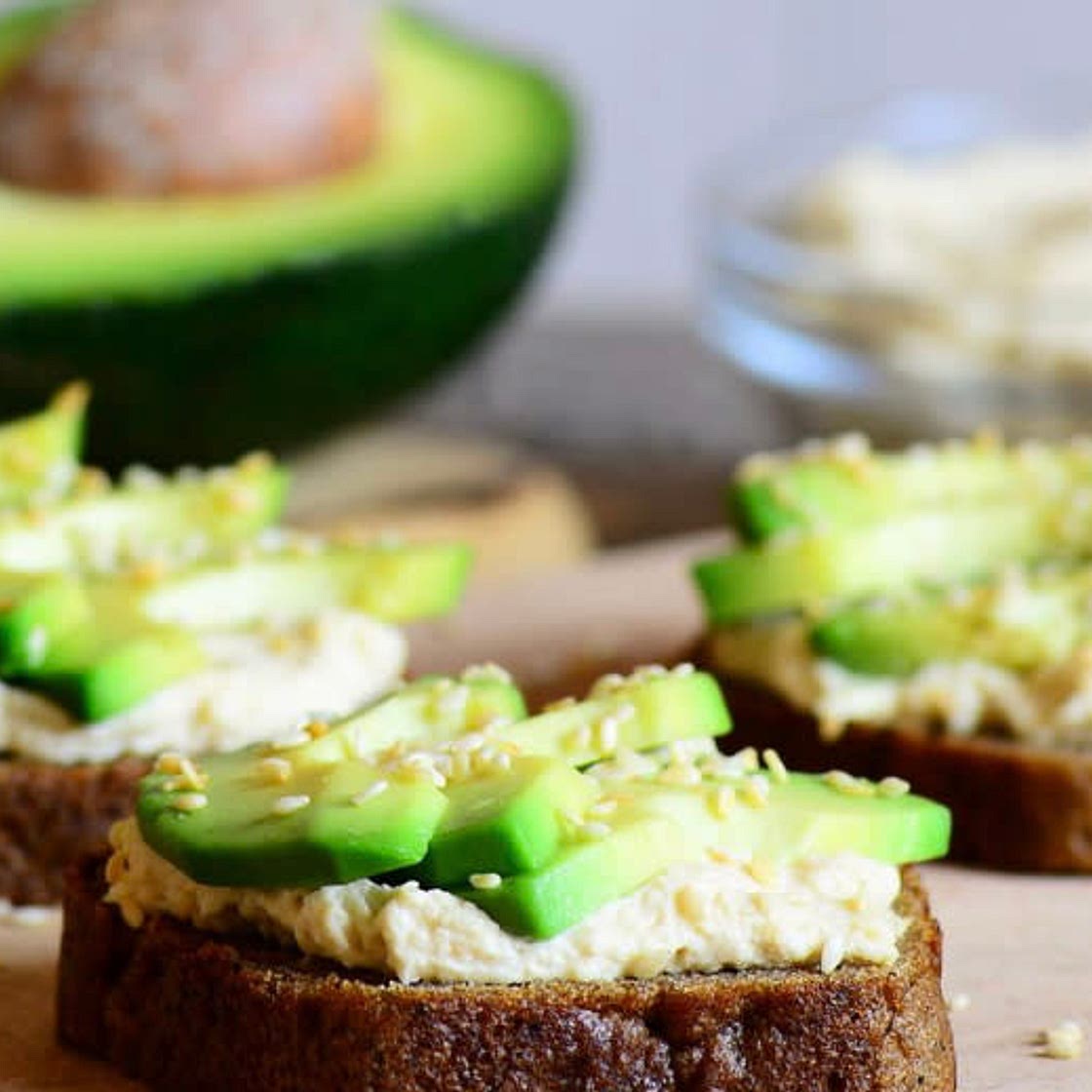 White Bean and  Avocado open sandwich