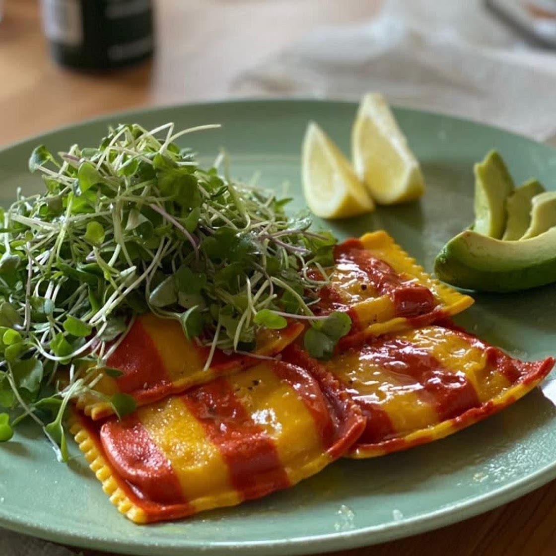Lobster Ravioli with Microgreens