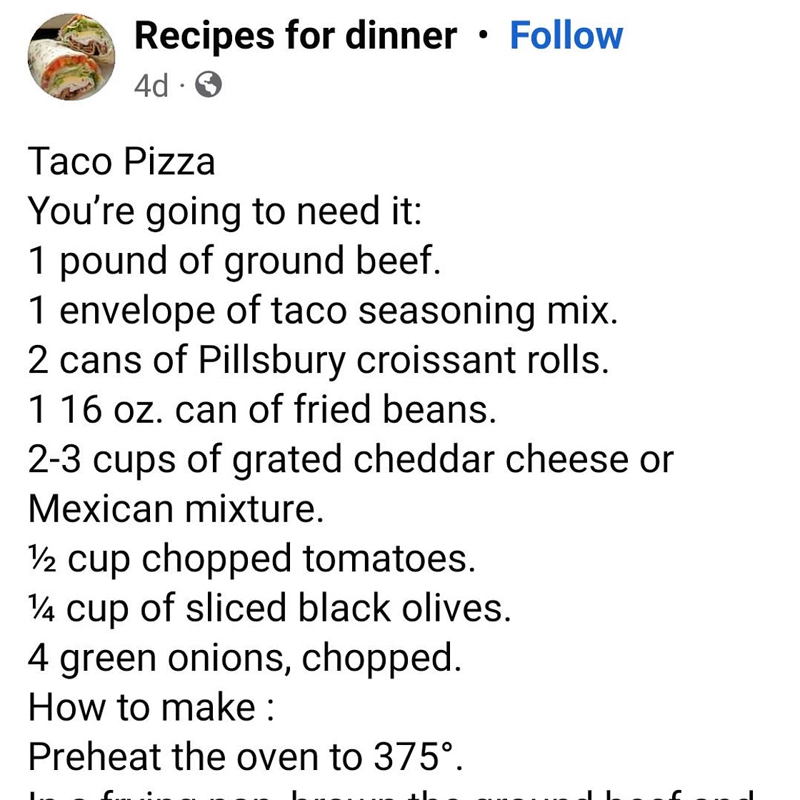 Taco pizza