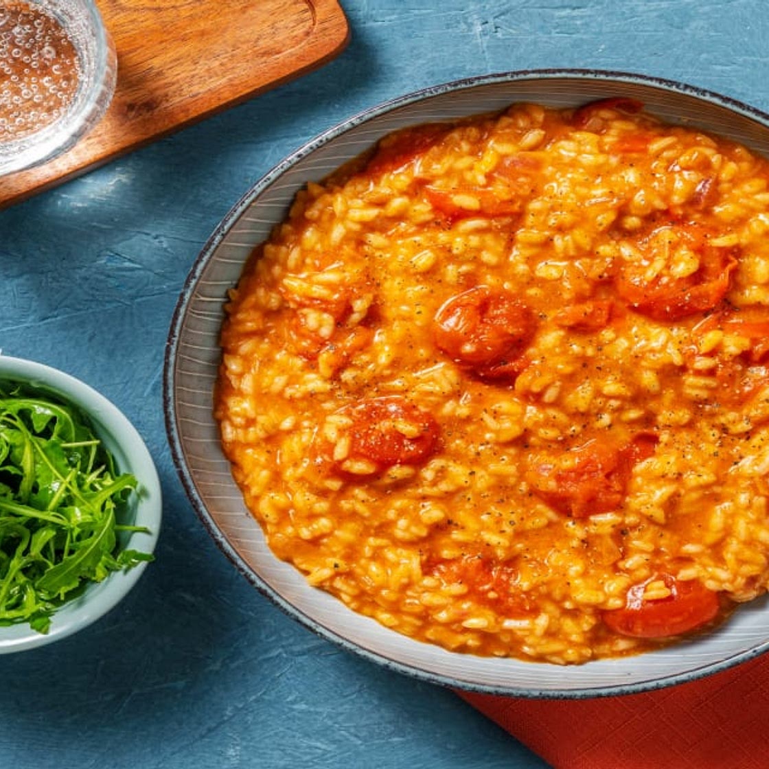 Super Cheesy Oven-Baked Tomato Risotto with Rocket Salad