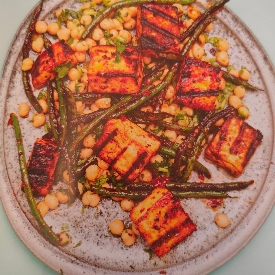 Paneer with Harissa, Green Beans, Chickpeas & Lime
