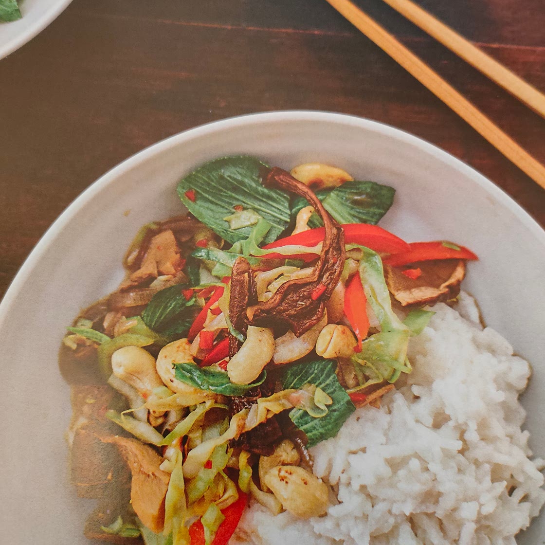 Porcini Mushroom Stir Fry with pak choi and cashew nuts