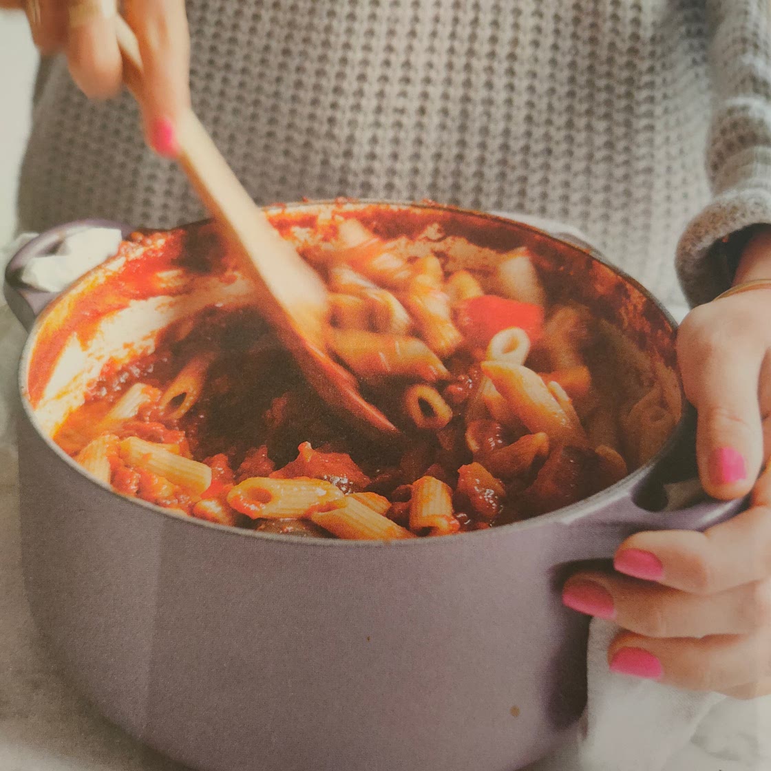 Spicy Lentil and Aubergine Pasta