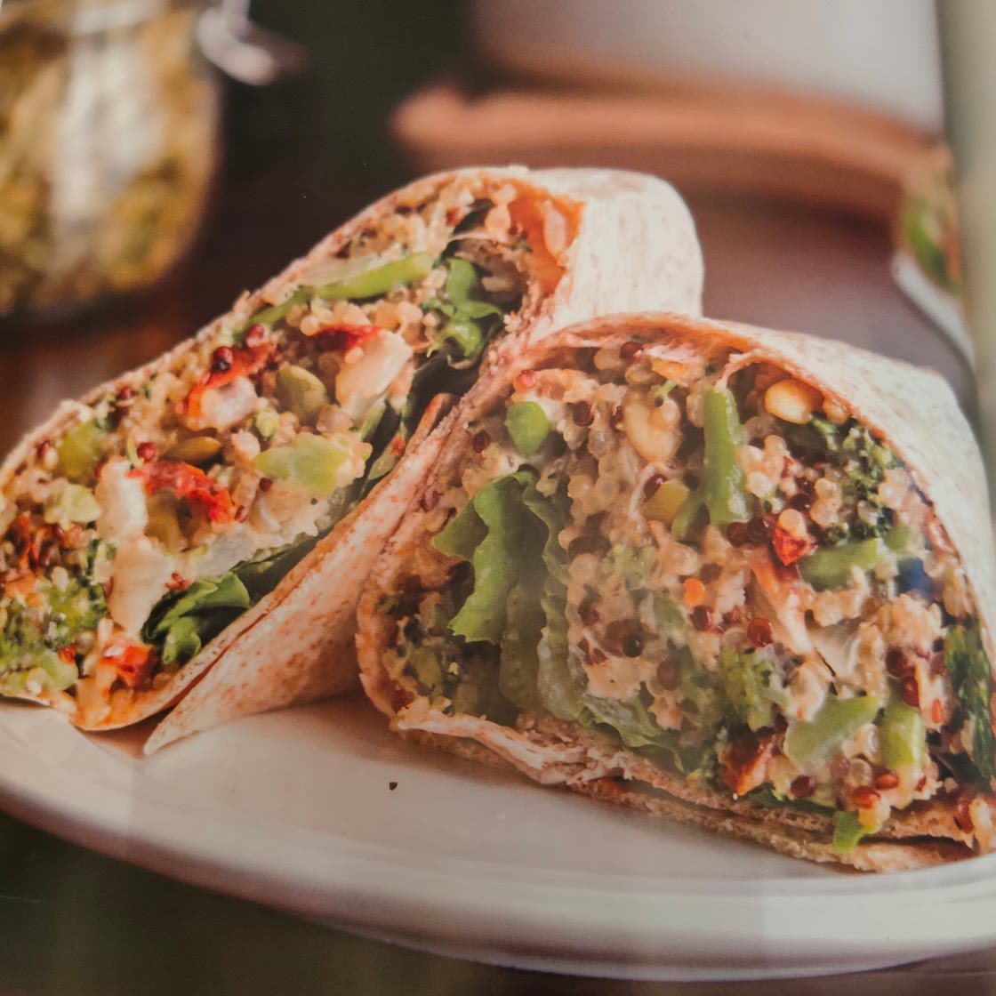 Broccoli and Cashew Cheese Quinoa Burrito