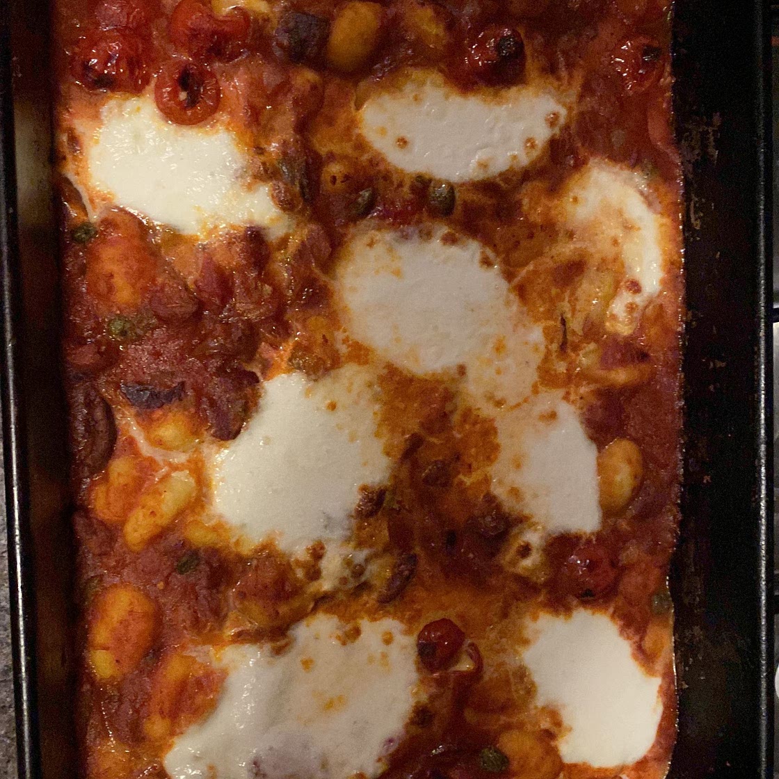 Puttanesca baked gnocchi