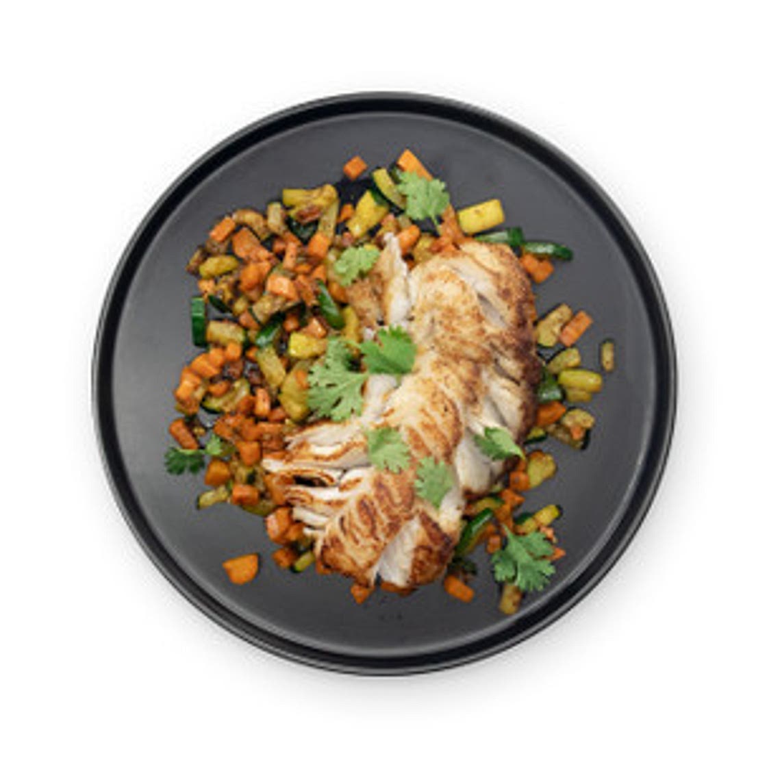 Cabillaud & poêlée légumes au curry