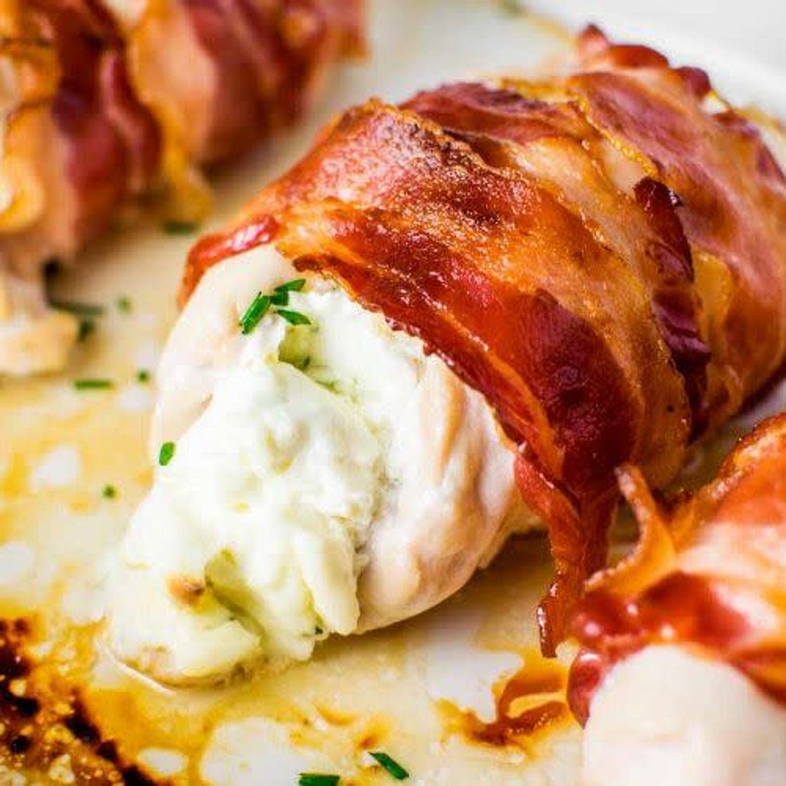 Bacon Wrapped Herbed Cream Cheese Chicken
