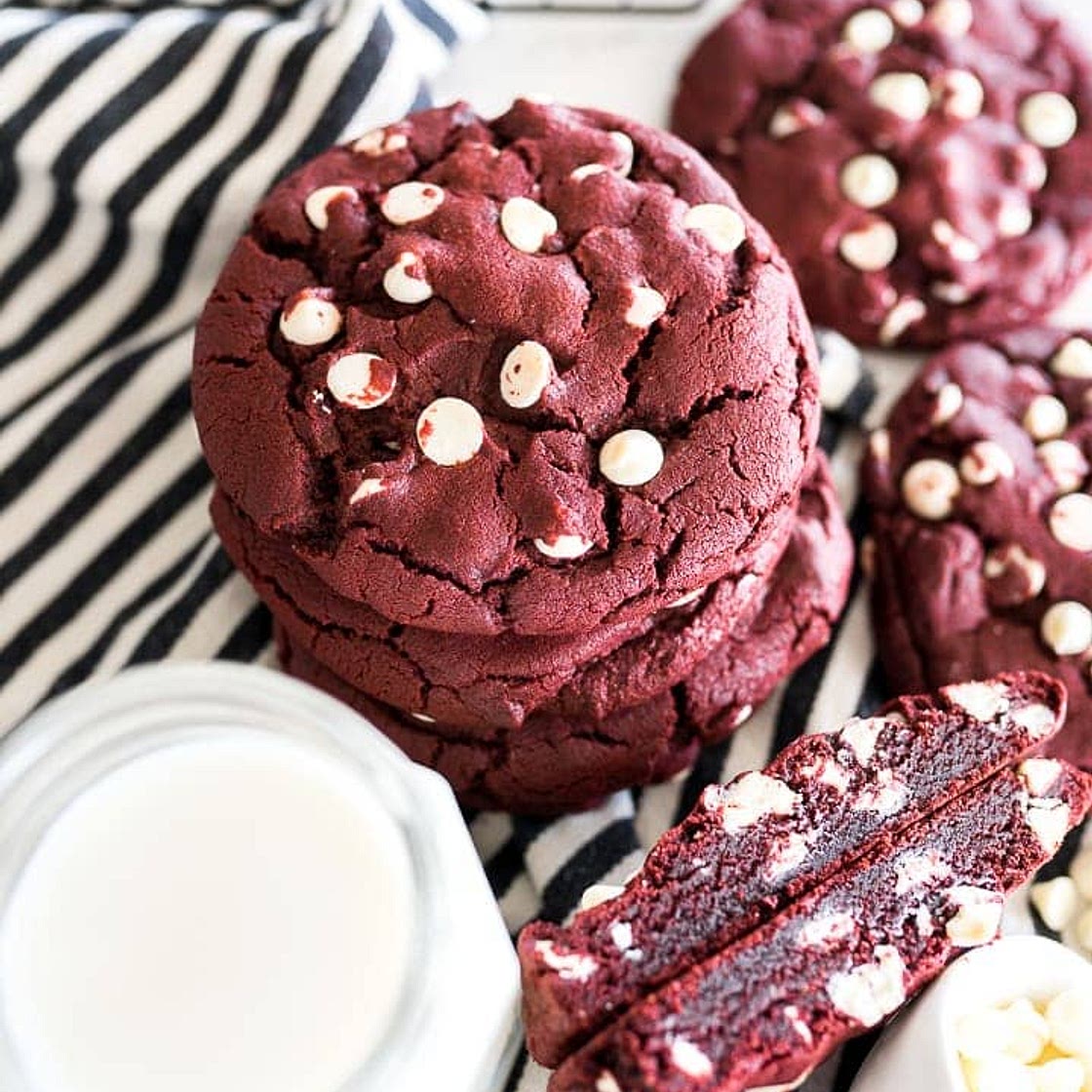 Red Velvet White Chip Crumbl Cookies
