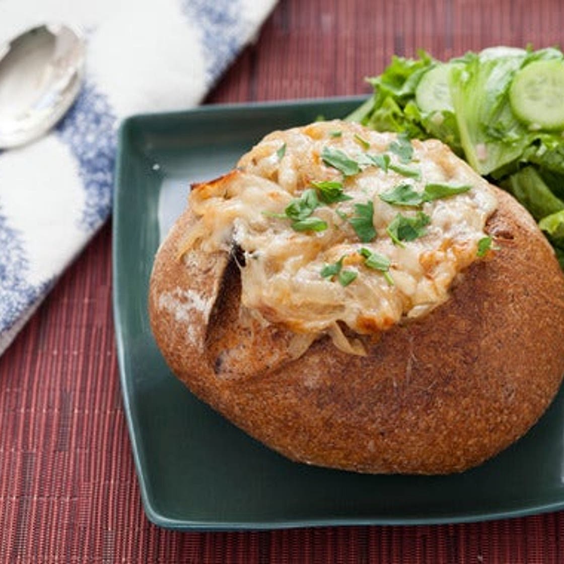 French Onion Soup in a Sourdough Bread Bowl