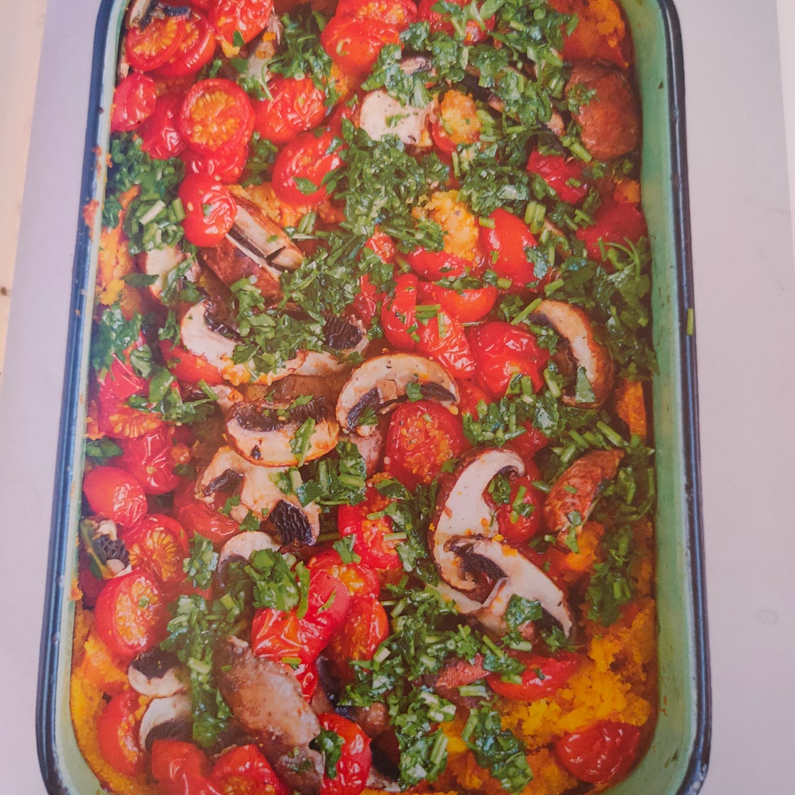 Warming Sweet Potato and Mushroom Polenta with Tomatoes