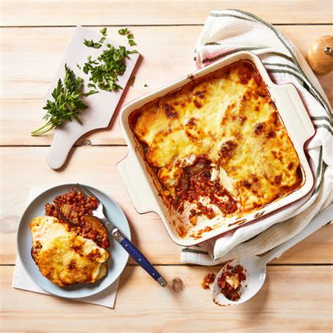 Aubergine and yogurt moussaka
