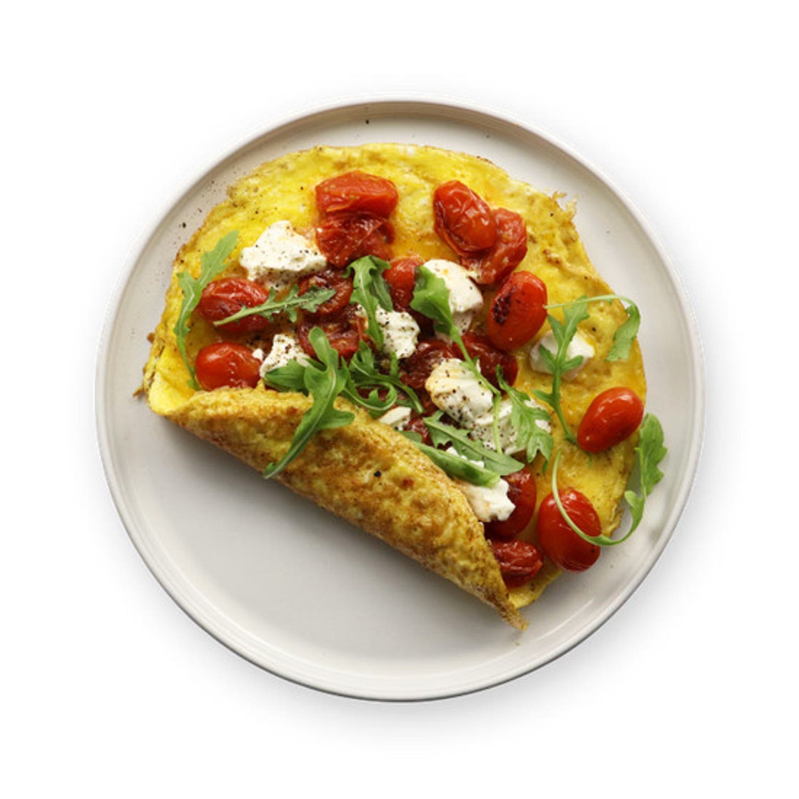 Omelette, tomates & fromage frais