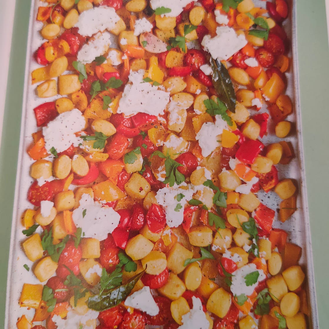 Crispy Gnocchi with Roasted Peppers, Chili, Rosemary and Ricotta