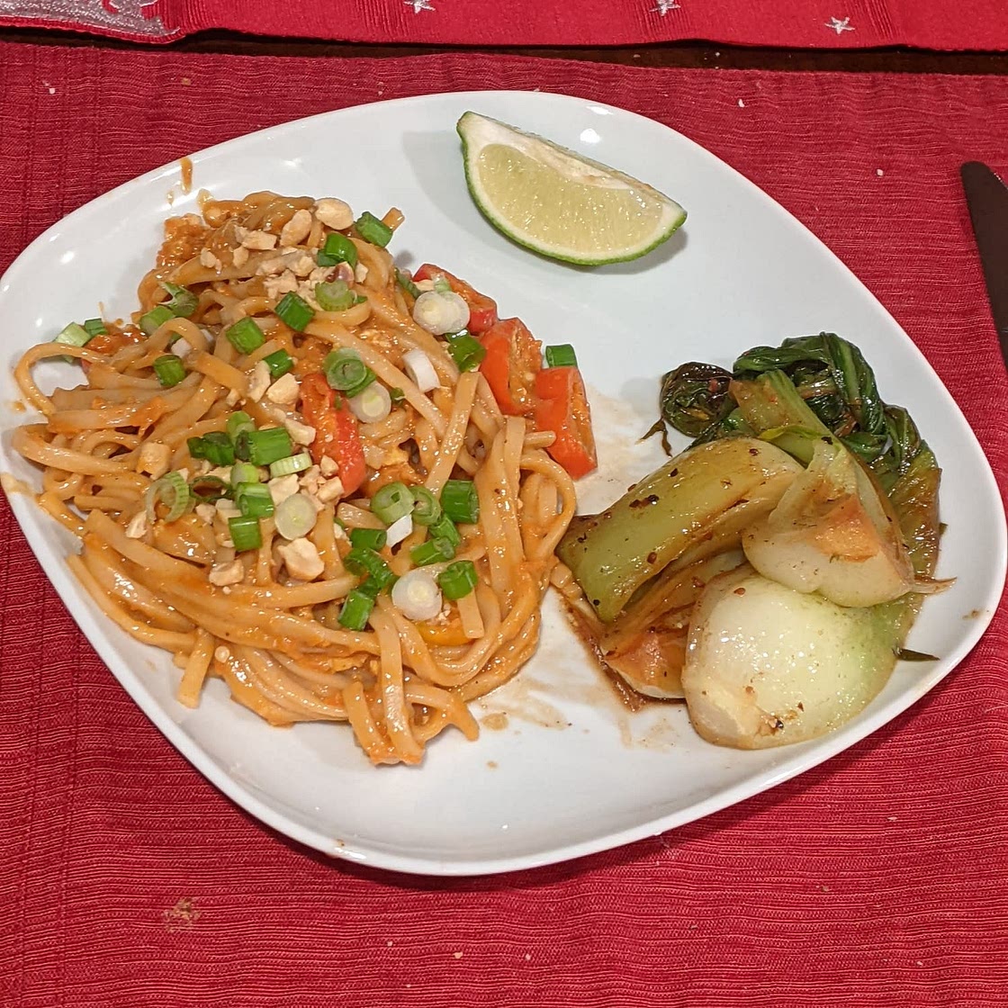 Vegetable Pad Thai with Tinkerbell Peppers, Peanuts & Thai Basil