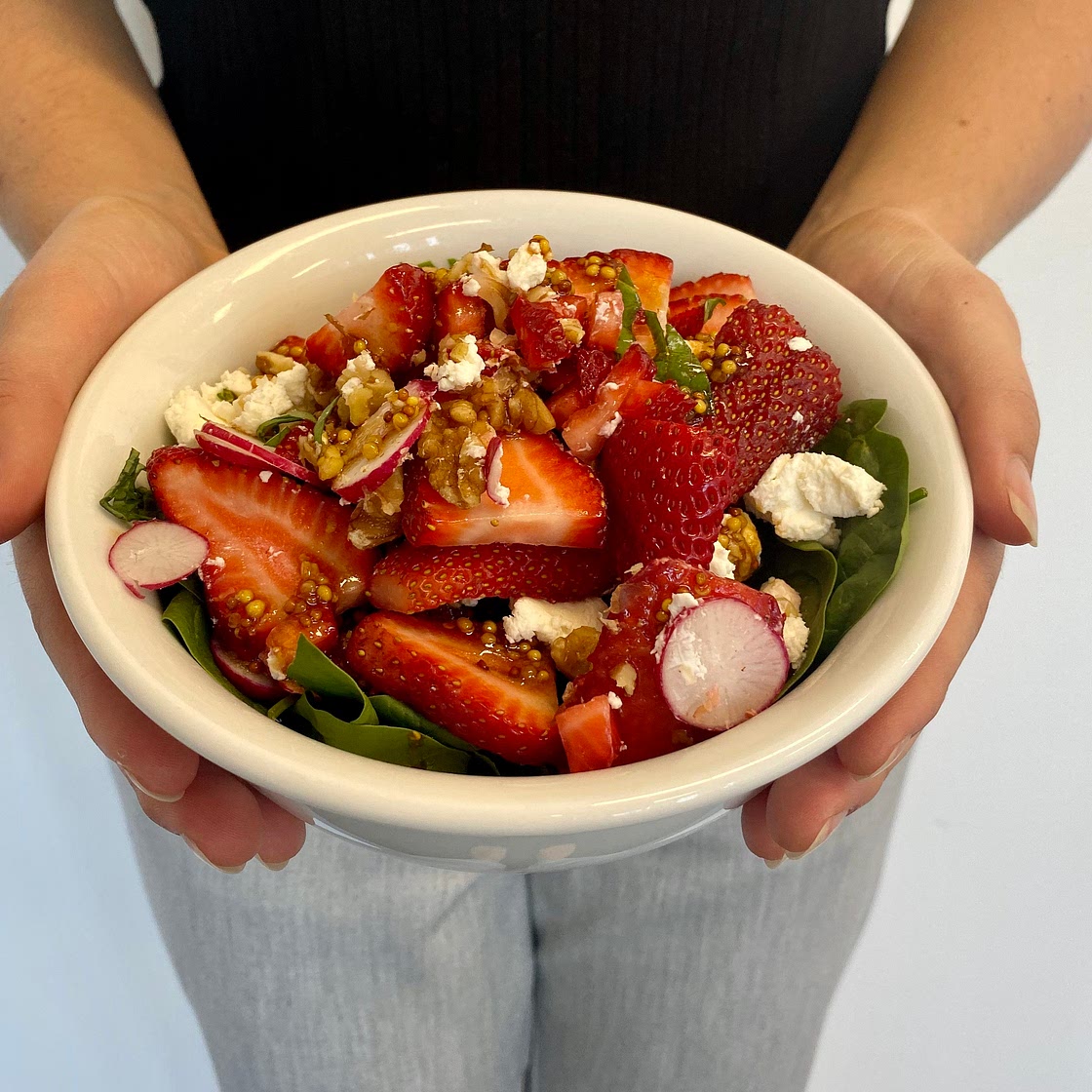 Strawberry, Basil and Goats Cheese Salad