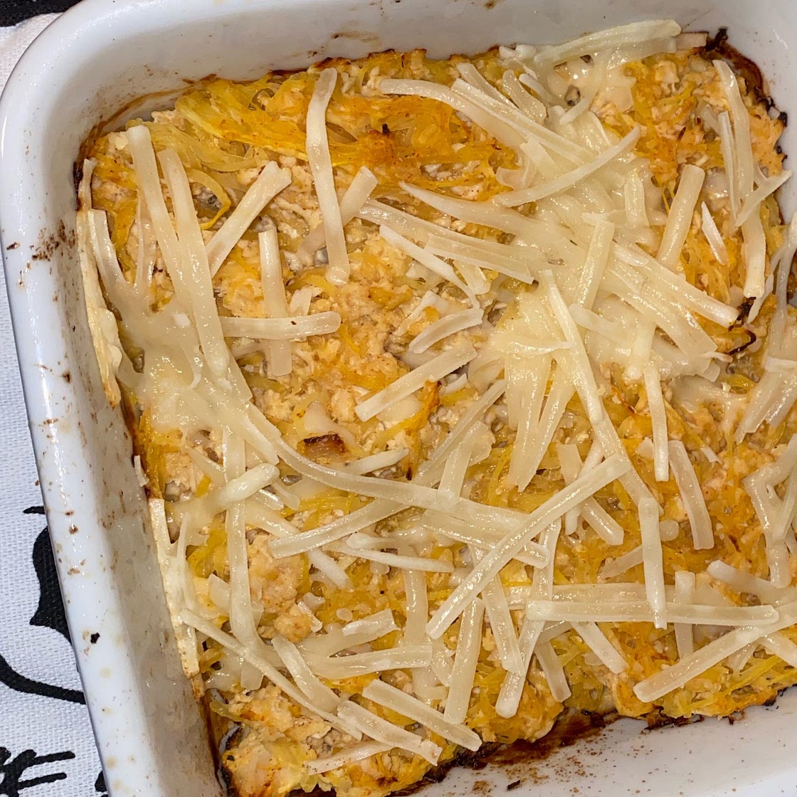 Healthy Buffalo Chicken Spaghetti Squash Casserole