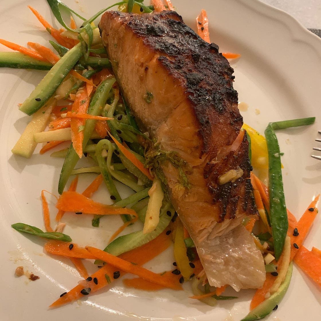 Asian Salmon with Carrot and Cucumber Slaw