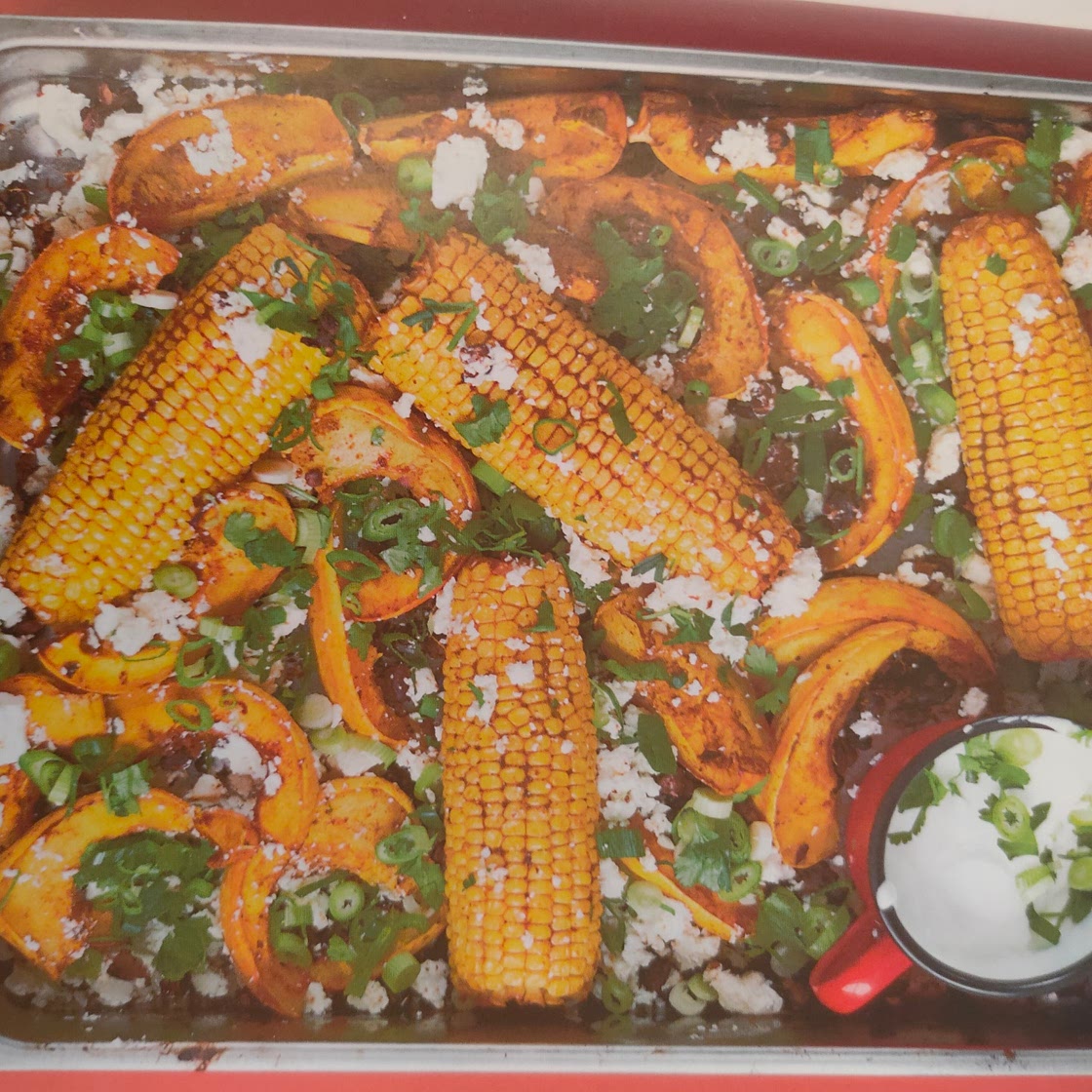 Chipotle Roasted Sweetcorn with Squash, Black Beans, Feta and Lime