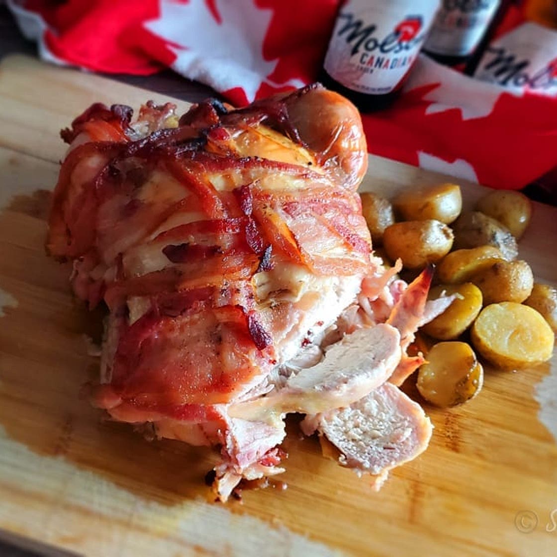 Drunken Maple Bacon Wrapped Chicken