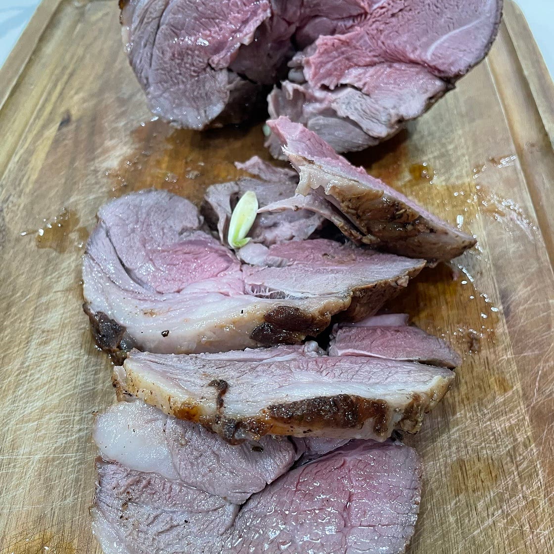 Oven roasted leg of lamb