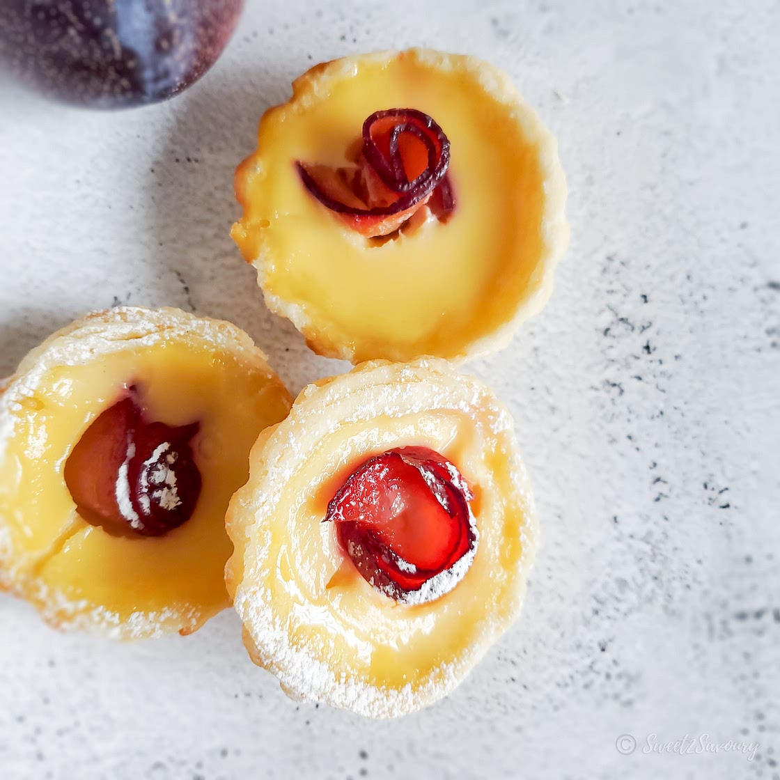 Chinese Egg Tarts With Plum Rose