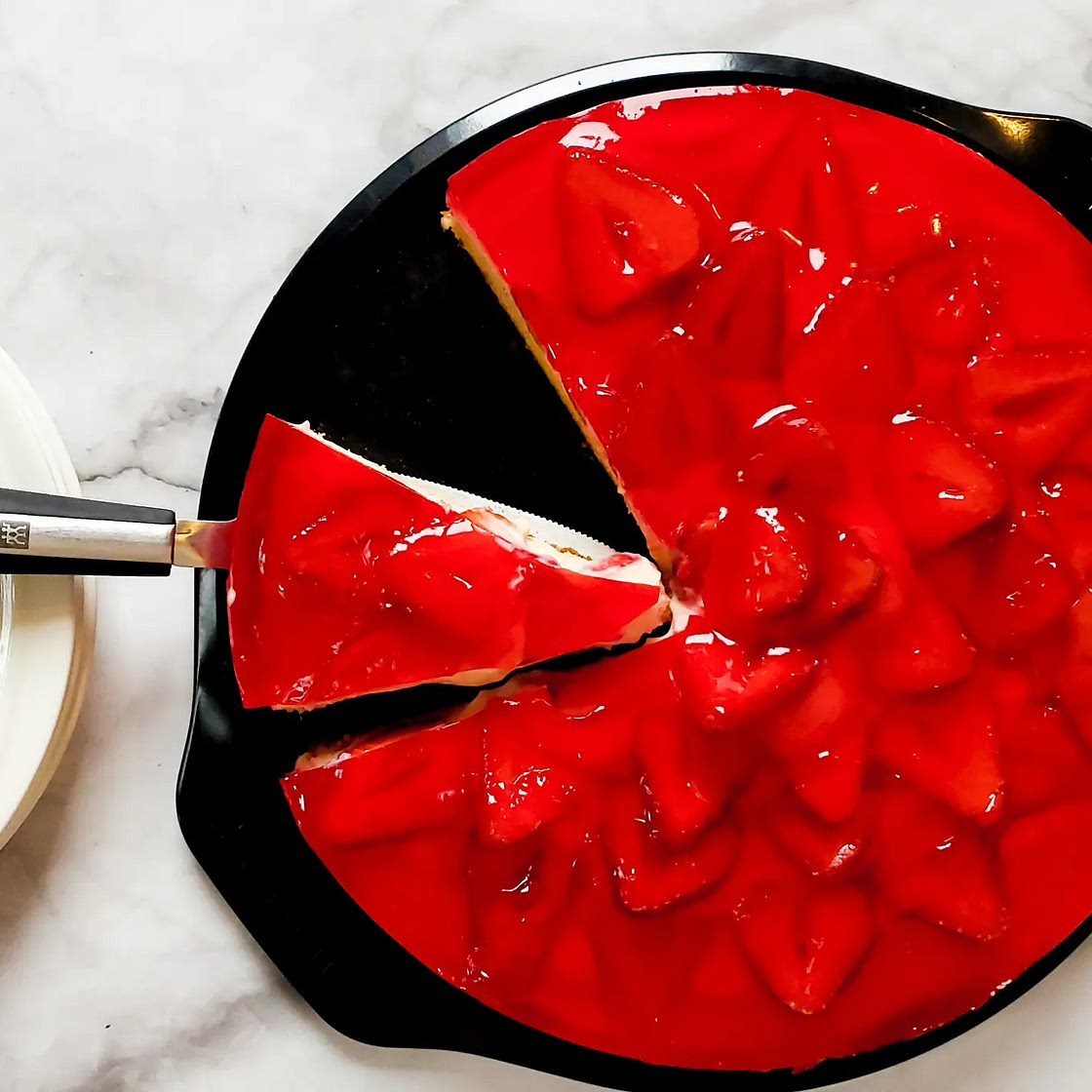 Strawberry Vanilla Pudding Cake (Erdbeerkuchen mit Vanillepudding)