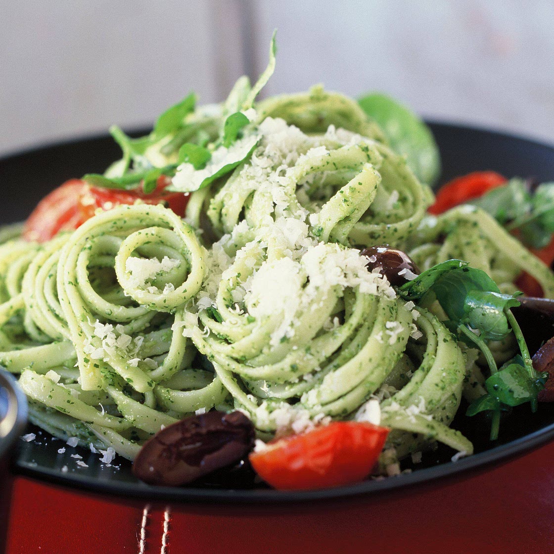 Pasta with watercress pesto