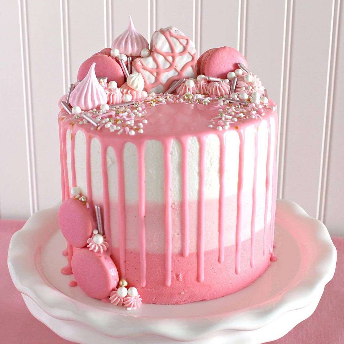 Pink Ombre Drip Layer Cake