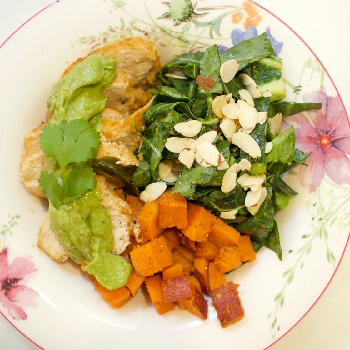Southwestern Kale Power Salad with Sweet Potato, Quinoa & Avocado Sauce