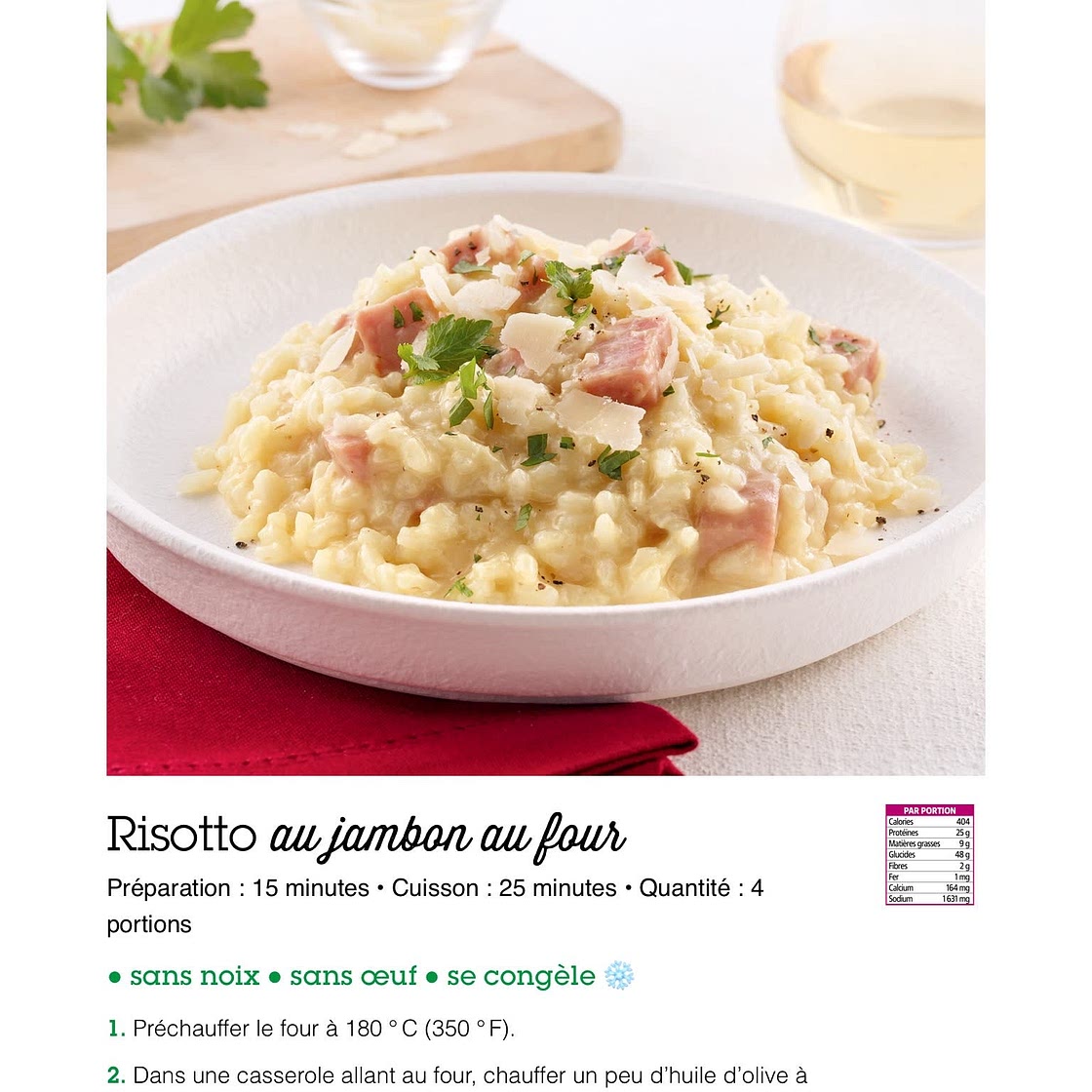 Risotto au jambon au four
