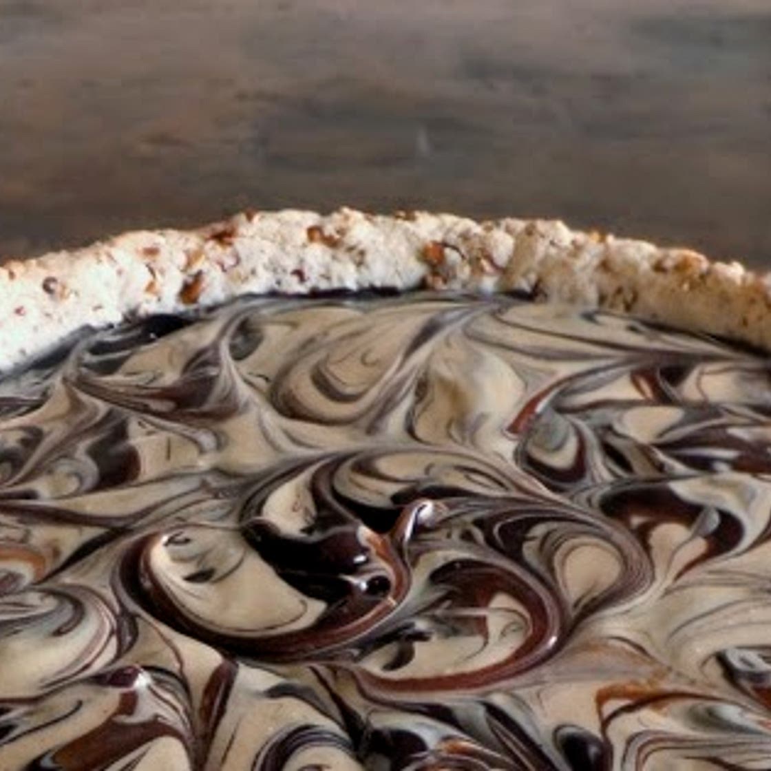 Sweet and Salty Pretzel Tart with Chocolate Ganache and Peanut Butter Swirl