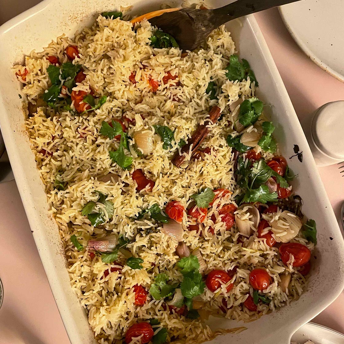 Baked Rice With Slow-Roasted Tomatoes and Garlic