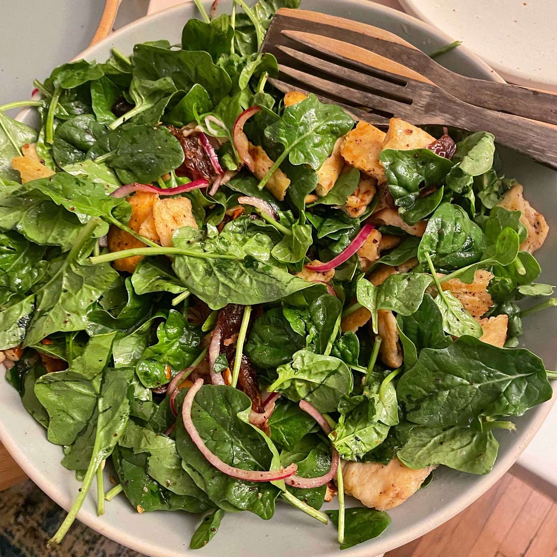 Baby Spinach Salad With Dates and Almonds