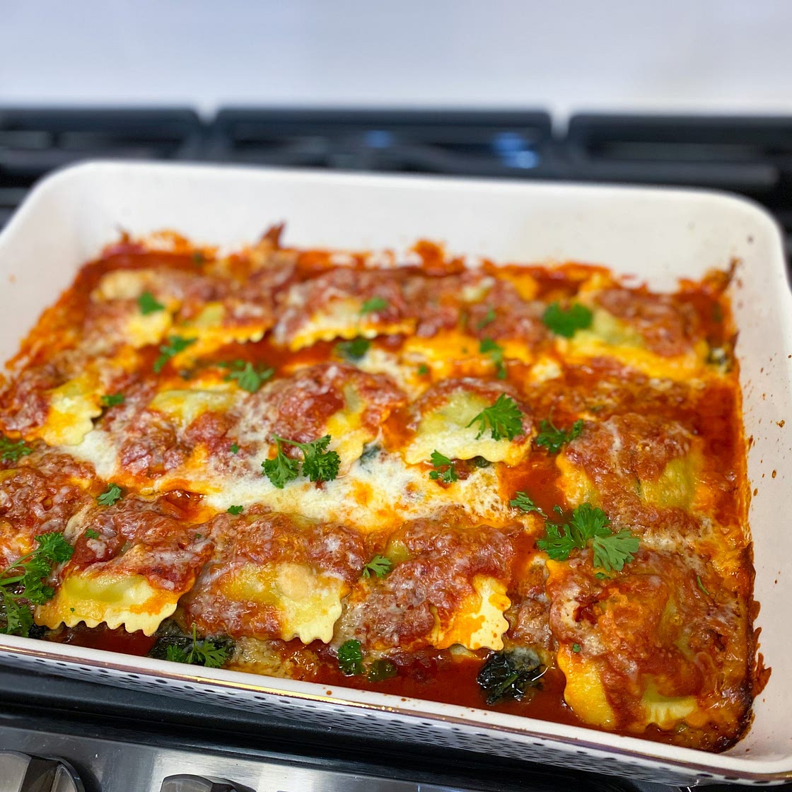 Simple Cheese Ravioli Bake