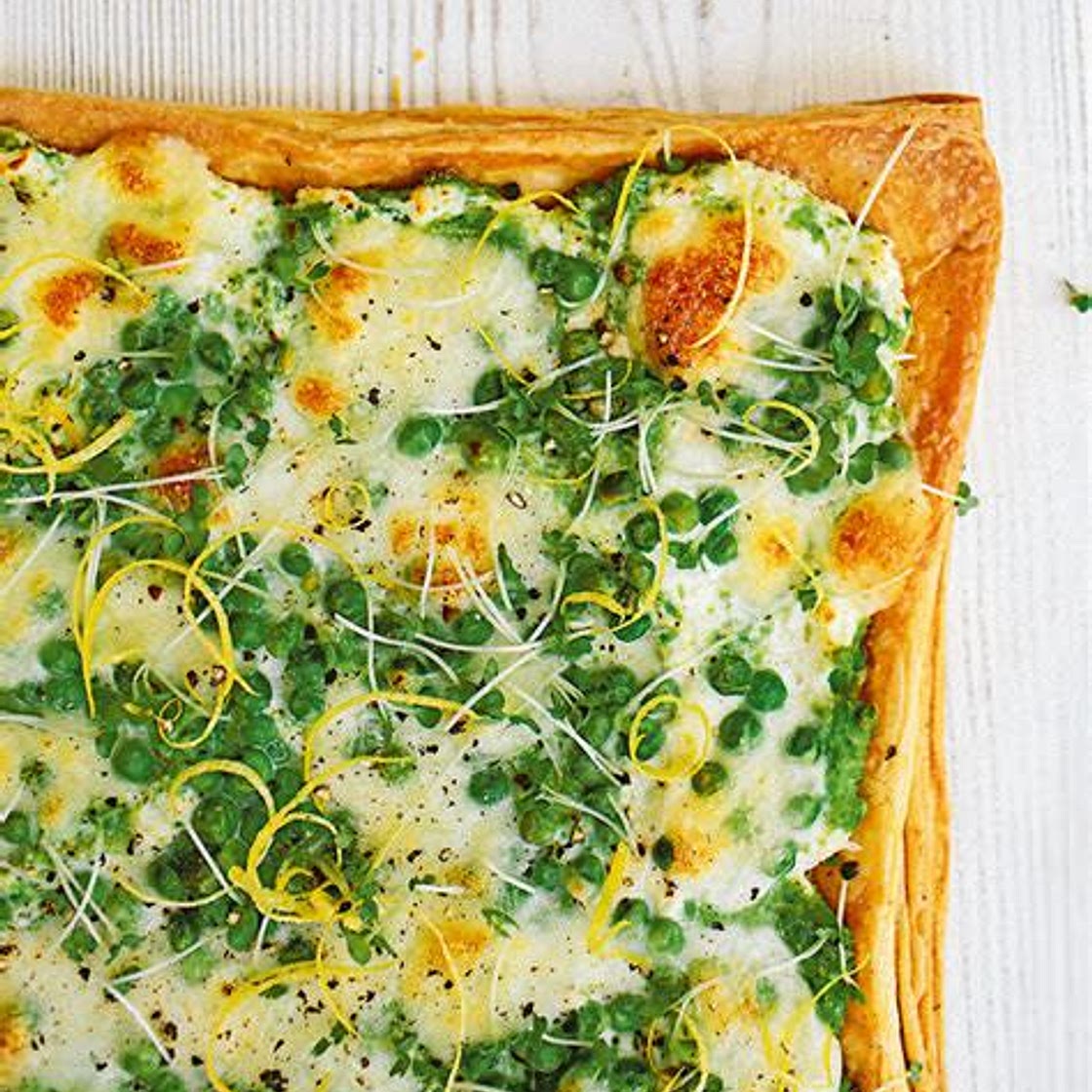 Speedy Pea Mozzarella and Lemon tart