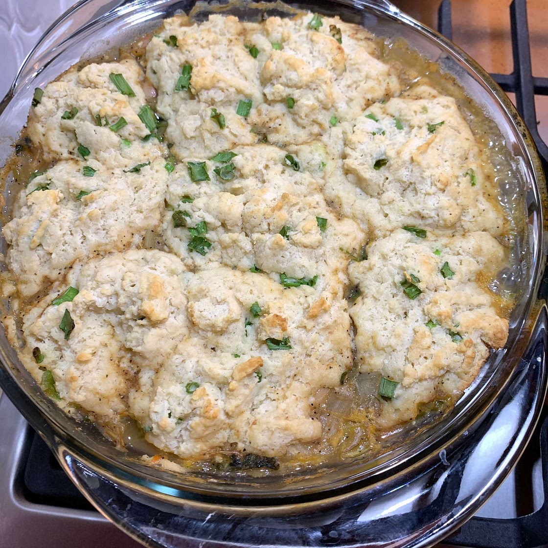 Kale & White Bean Potpie with Chive Biscuits