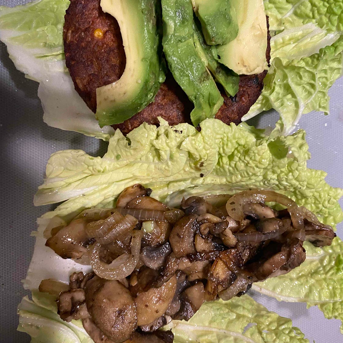 Black bean burgers with cabbage bun
