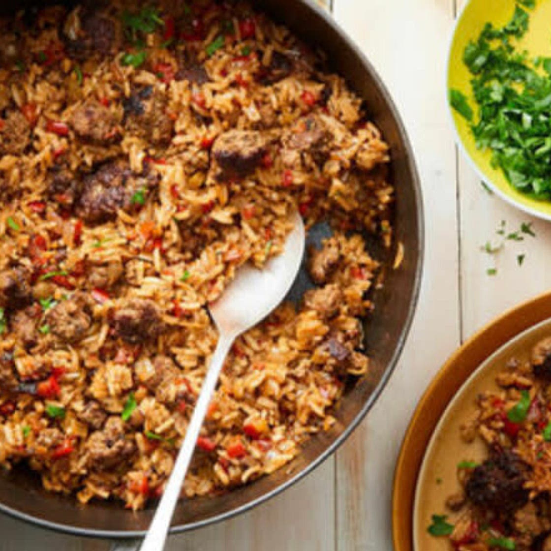 Cajun Dirty Rice with Garlic Aioli