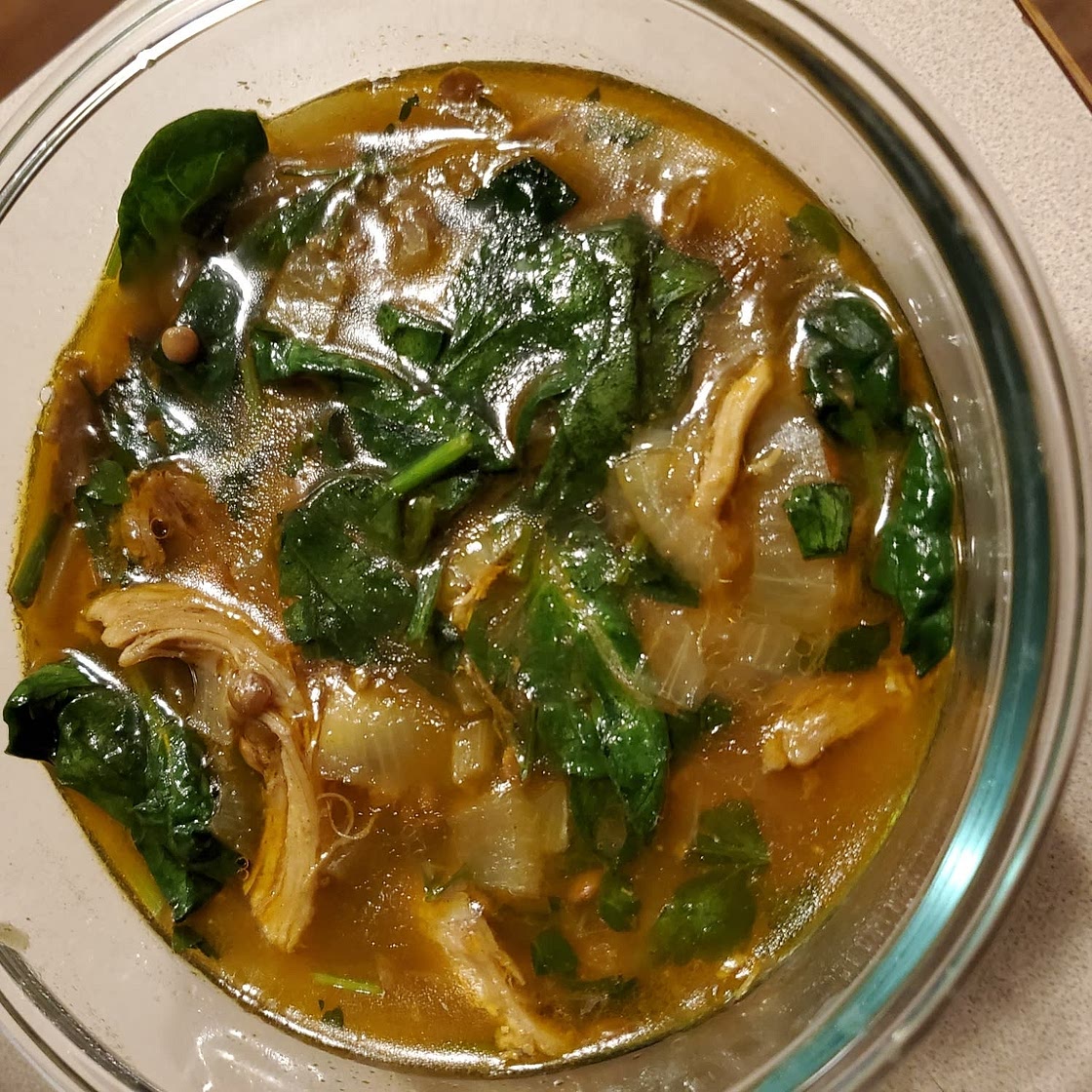 Moroccan Chicken Lentil Soup with Spinach, and Preserved Lemon