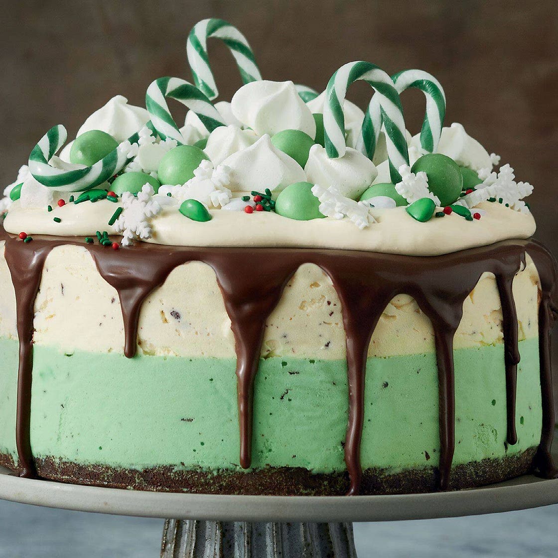 Choc-chip candy cane ice-cream cake