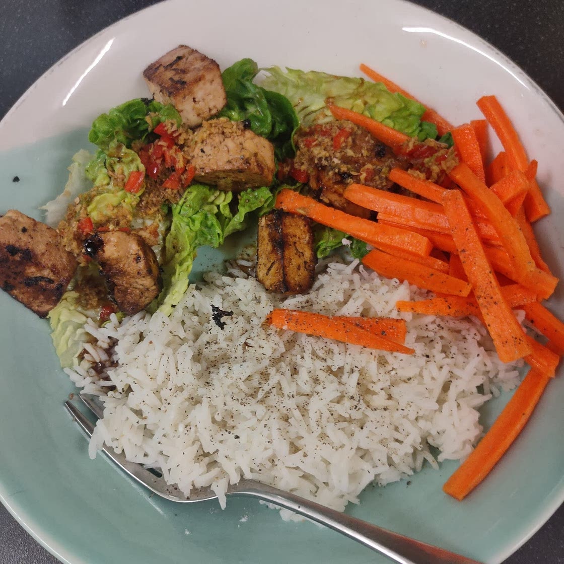 Crispy Barbecue Tofu Lettice Wraps with Cashews, Carrots & Nuoc Cham