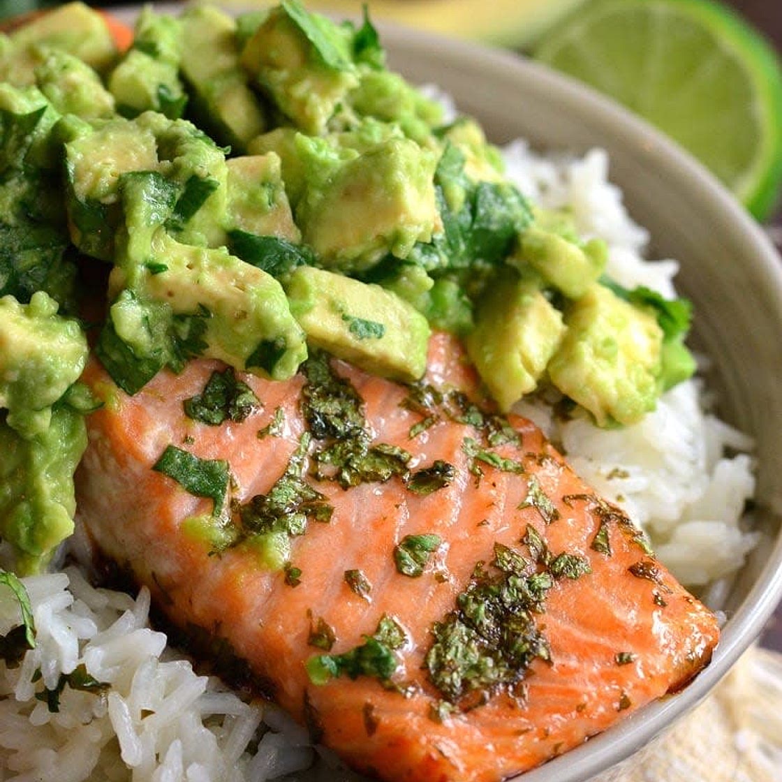 Avocado Salmon Rice Bowl