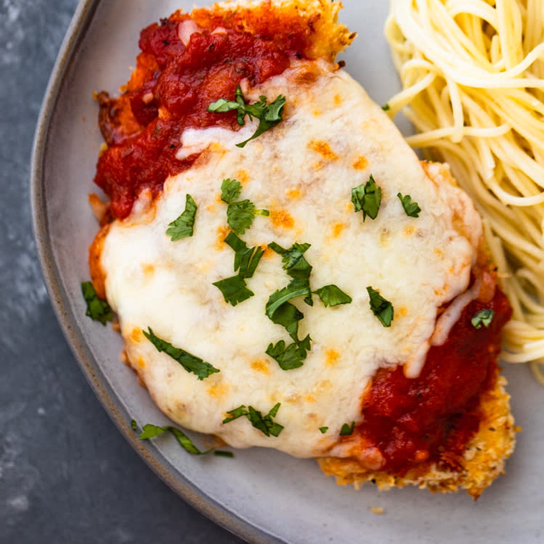 Baked Chicken Parmesan with Spaghetti Squash