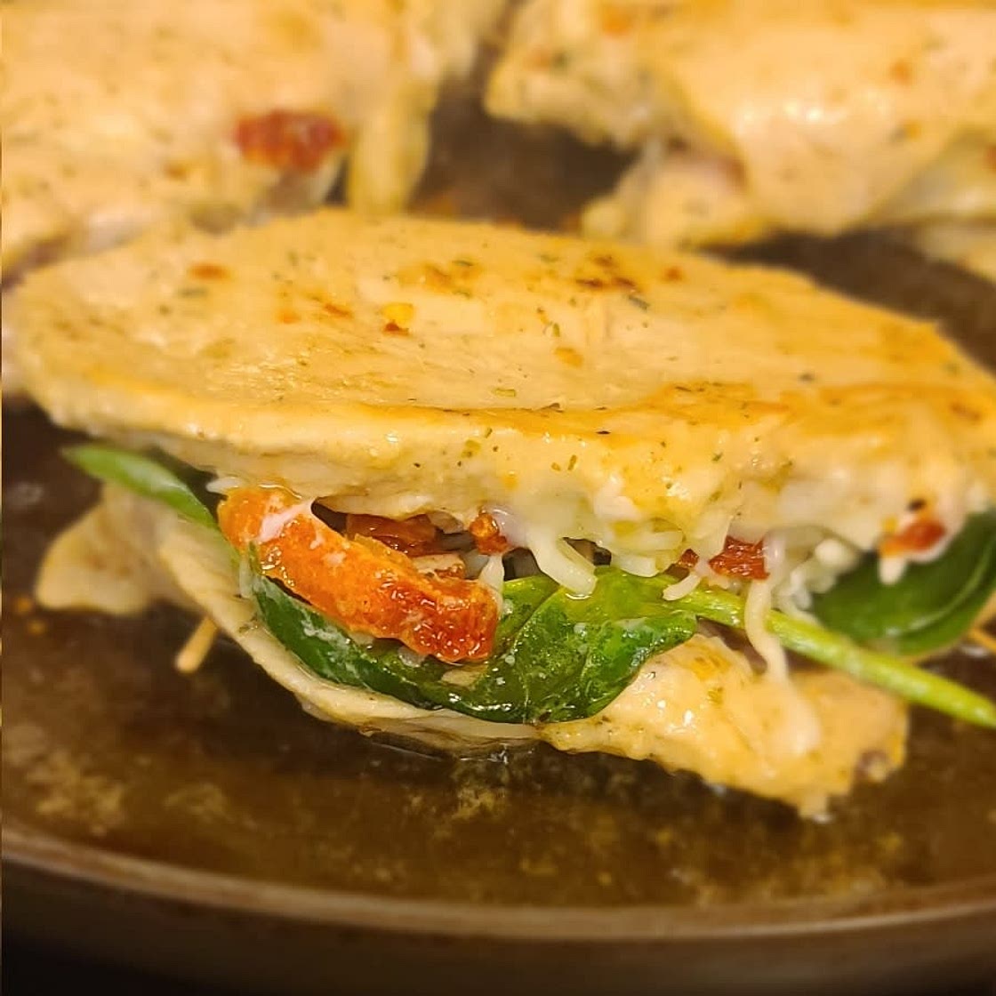 Sun Dried Tomato, Spinach & Cheese Stuffed Chicken Breast