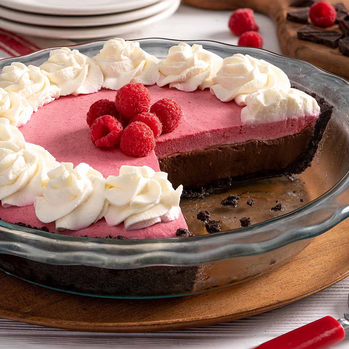 No Bake Chocolate Raspberry Cream Pie