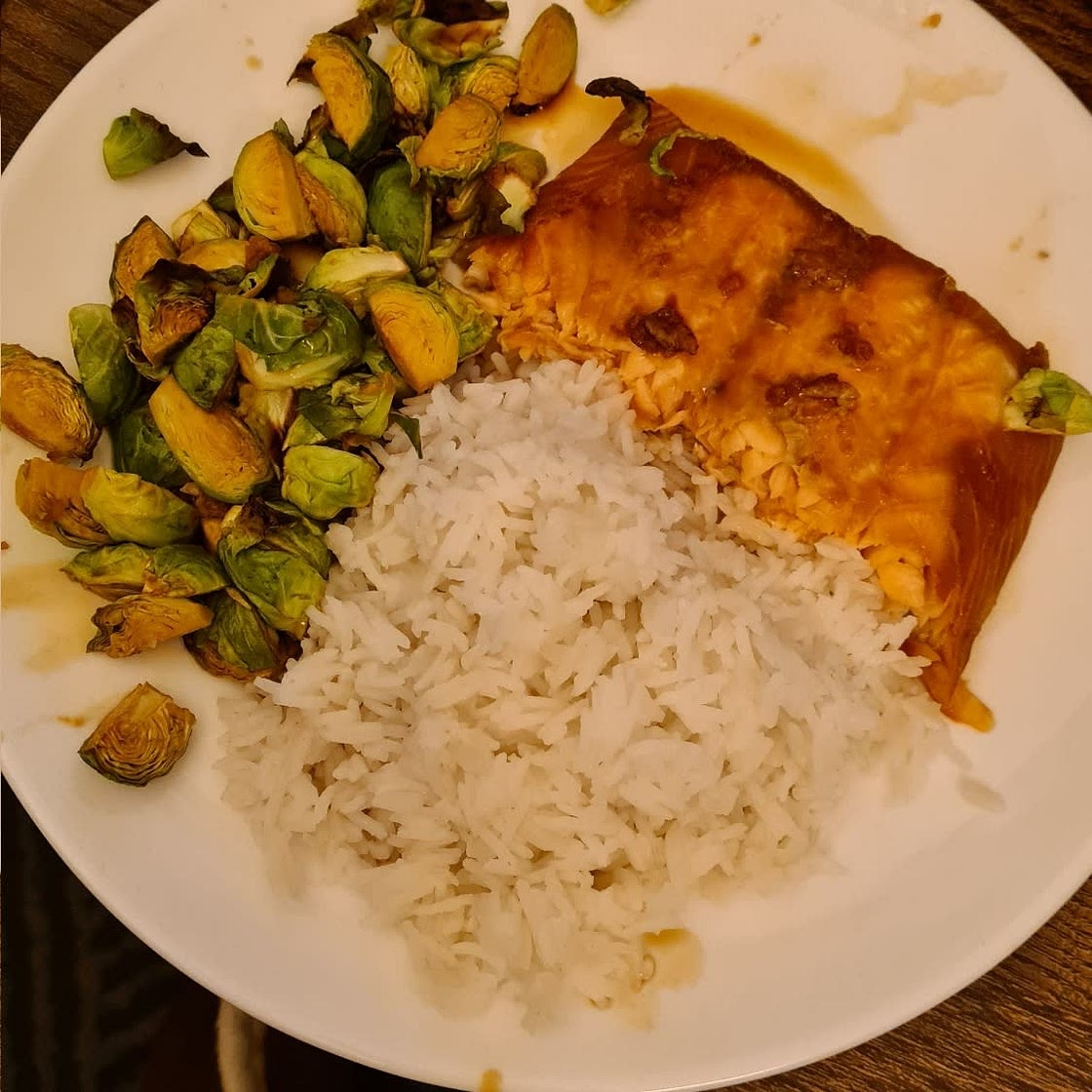 Honey Garlic Salmon with Brussels