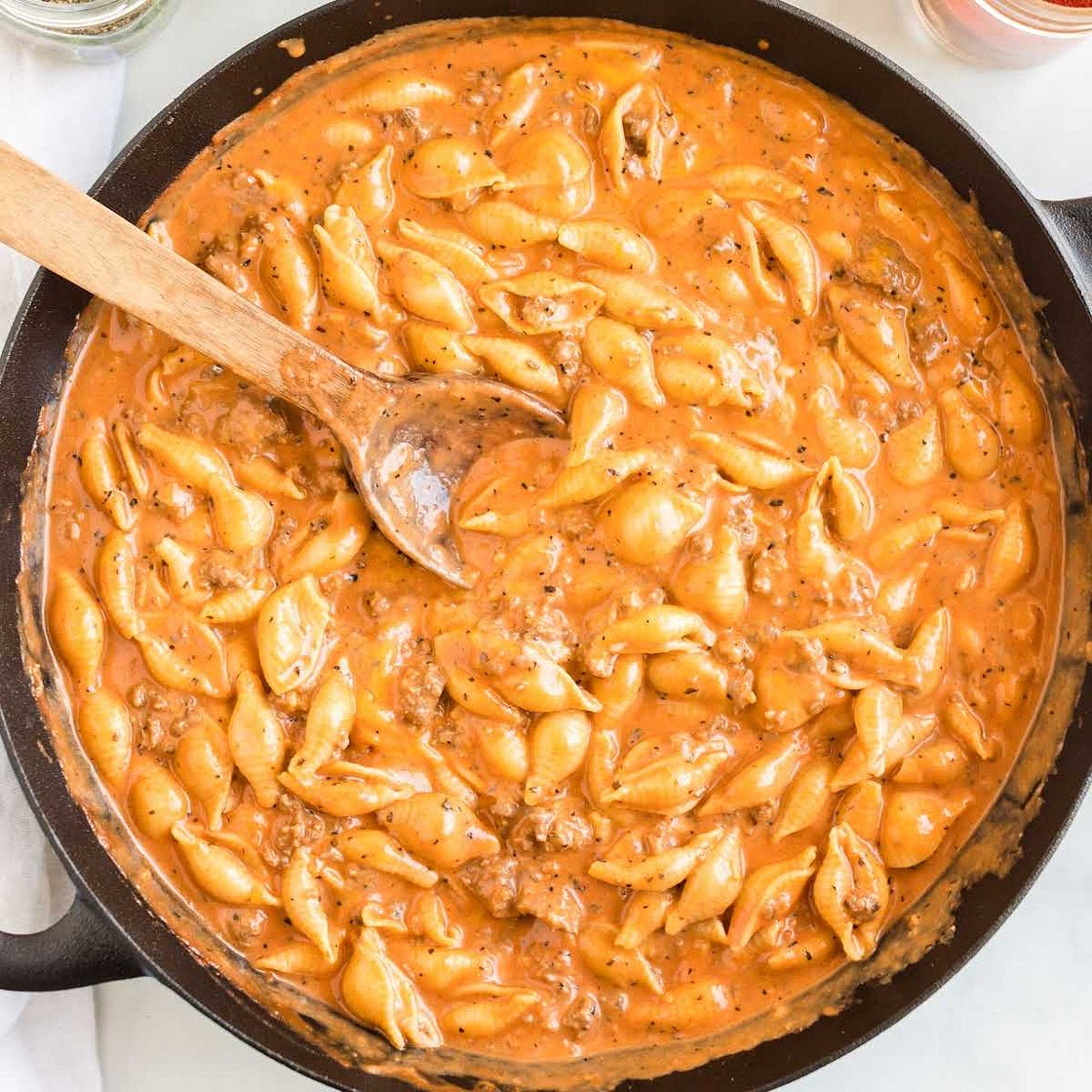 Creamy Beef and Shells