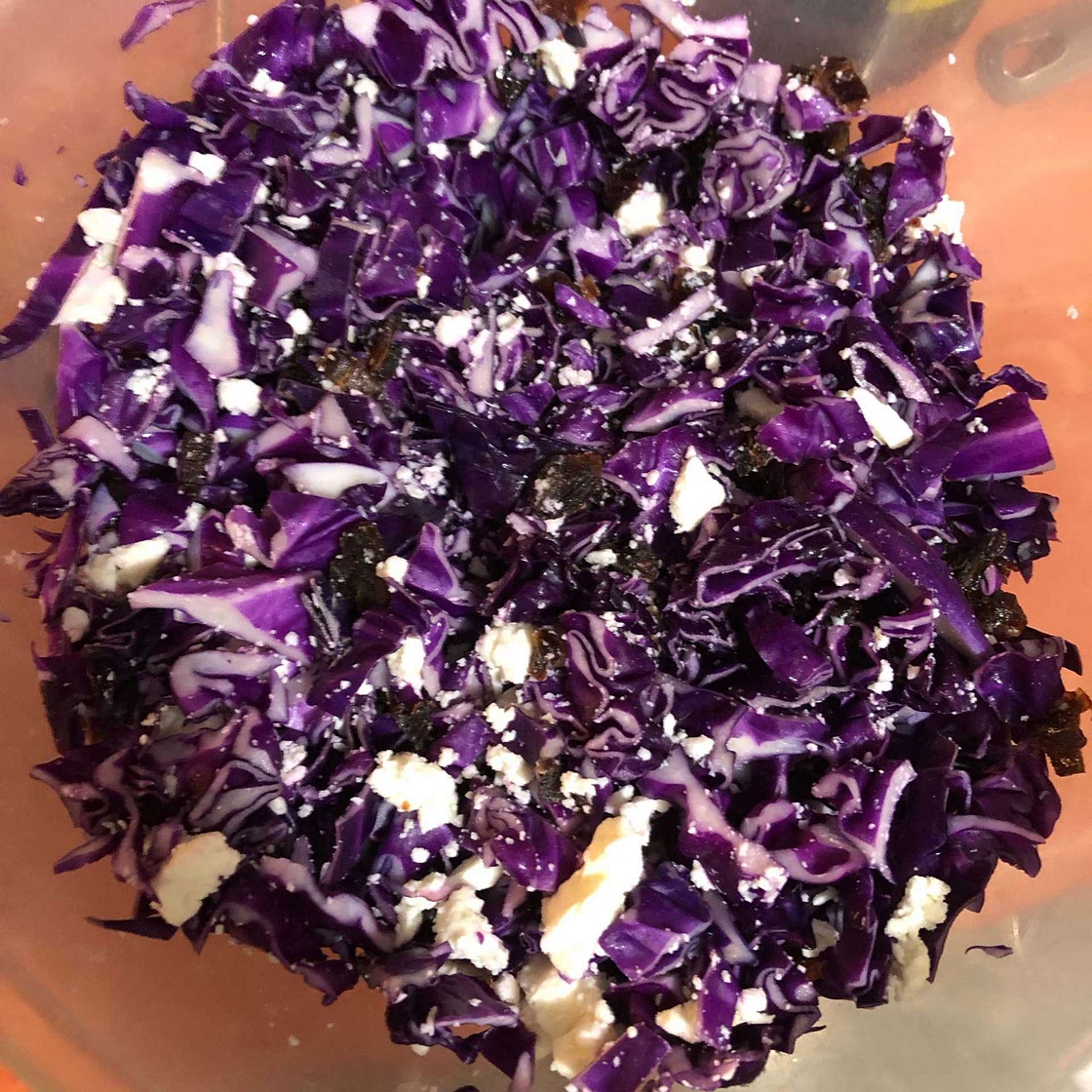 date, feta and red cabbage salad