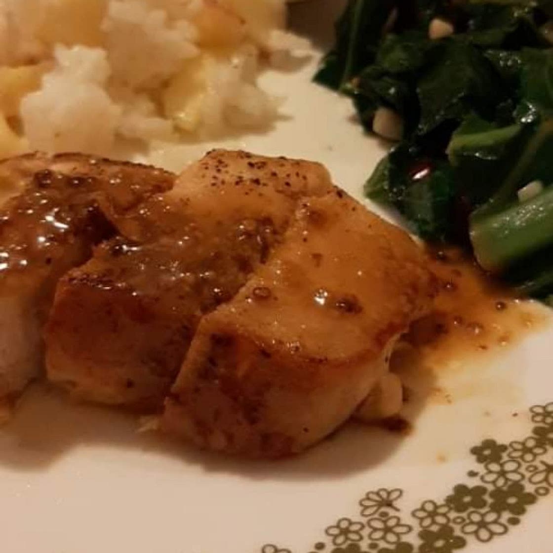 Dijon Chicken Breasts & Apple Rice with Spicy Collard Greens